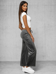 Ženske od velura hlače grafitne OZONEE JS/92K519/10