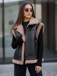 Ženski kožna prsluk crni OZONEE JS/61M8503/392Z