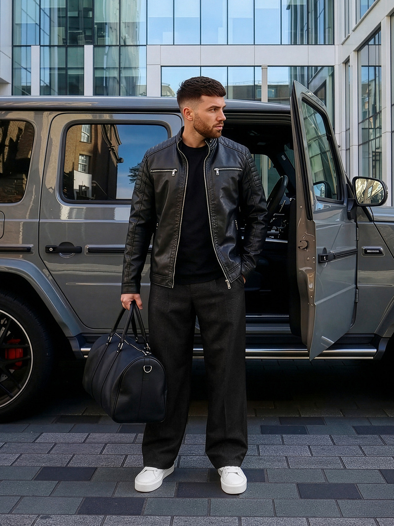 Muška kožna jakna crna OZONEE JS/11Z8137