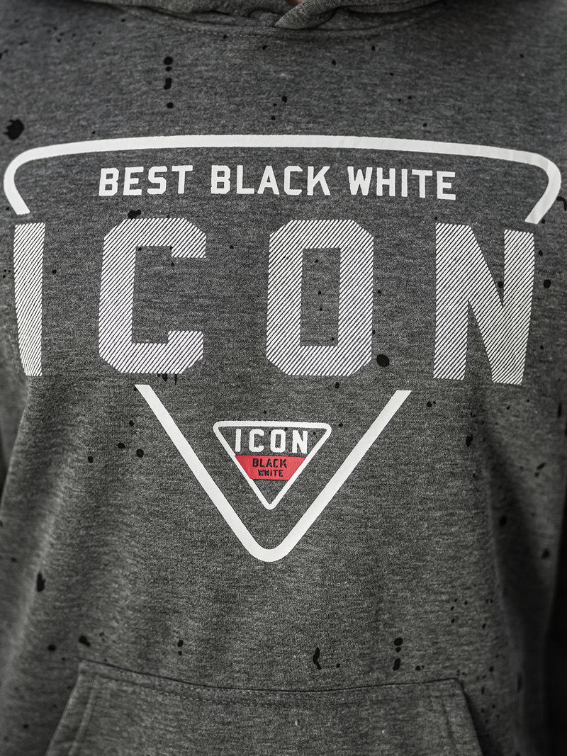 Muška dukserica s kapuljačom grafitna OZONEE JS/8B1737/5