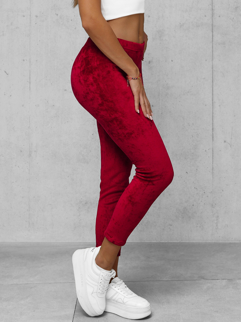 Ženske od velura sportske hlače bordo OZONEE JS/92K521/35