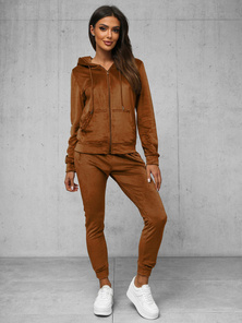 Ženski trenirka od velura camel OZONEE JS/8C1176/33Z