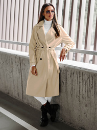 Ženski kožni kaput bež OZONEE JS/11Z8100