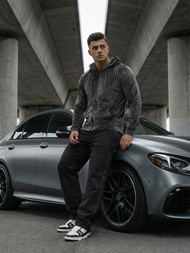 Muška od velura dukserica s kapuljačom grafitna OZONEE JS/8B1168/6Z