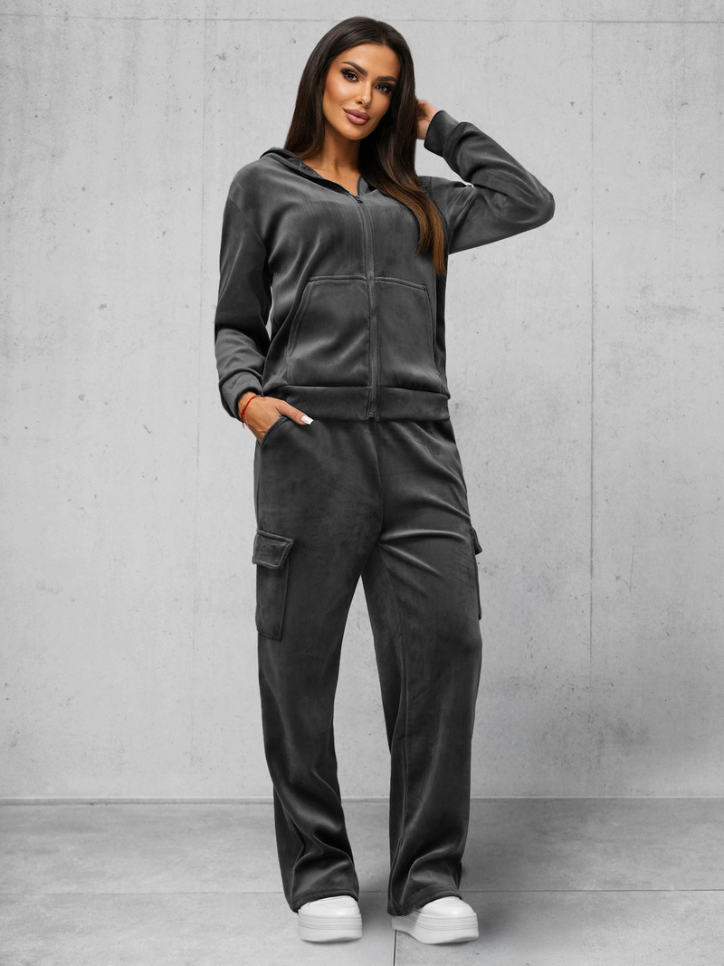 Ženski trenirka od velura grafitna OZONEE JS/35C1613/5