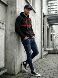 Muška dukserica s kapuljačom crna OZONEE JS/8B1735/3Z