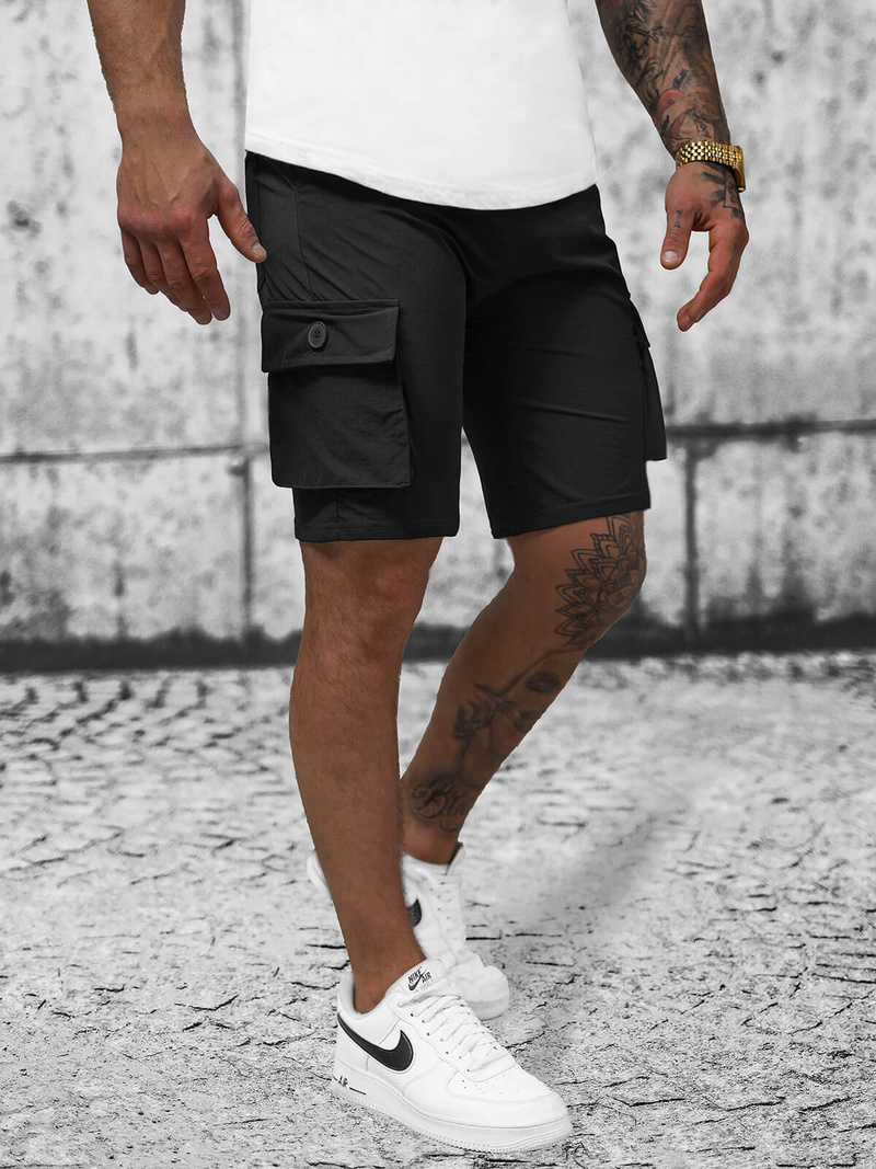 Muške Chino Kratke Hlače Crne OZONEE T/DC469Z