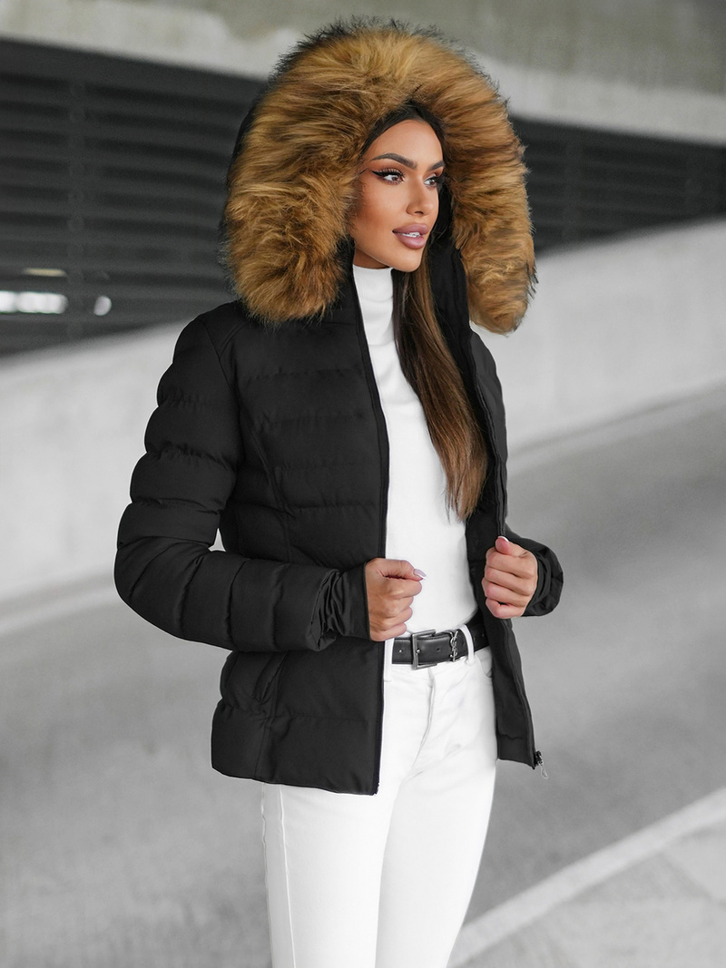 Ženska Zimska Jakna Crno-Smeđa OZONEE JS/5M768/392Z