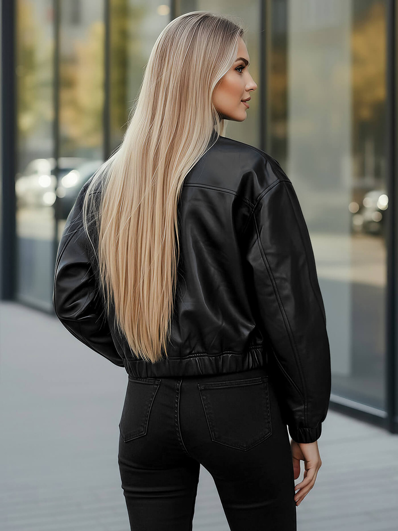 Ženska Kožna Jakna Crna OZONEE JS/11Z8281