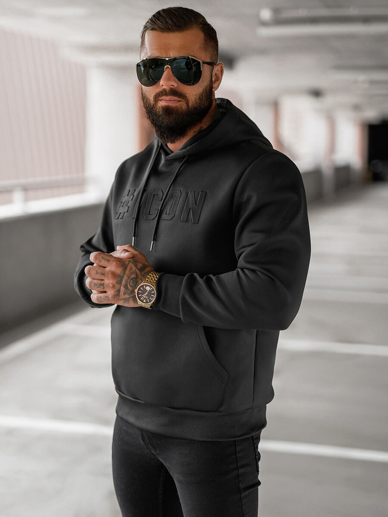 Muška dukserica s kapuljačom crna OZONEE JS/27B6502/3Z