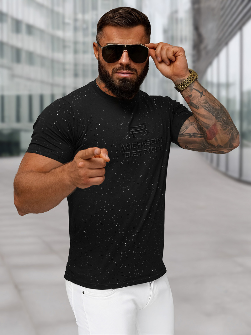 Muška Majica Crna OZONEE O/QQ1389