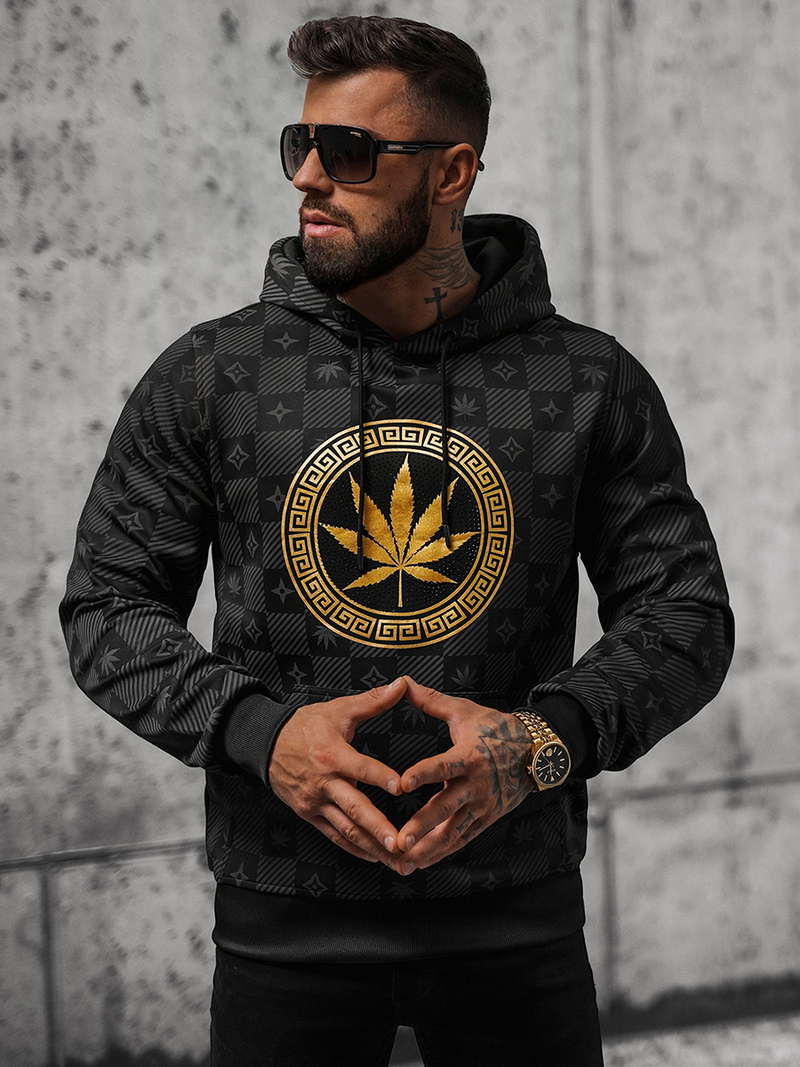 Muška dukserica s kapuljačom crna OZONEE O/B265