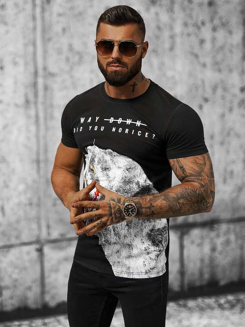 Muška majica crna OZONEE O/T127/3Z