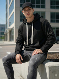 Muška dukserica s kapuljačom crna OZONEE O/3C577