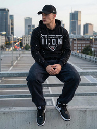 Muška dukserica s kapuljačom crna OZONEE JS/8B1737/3Z