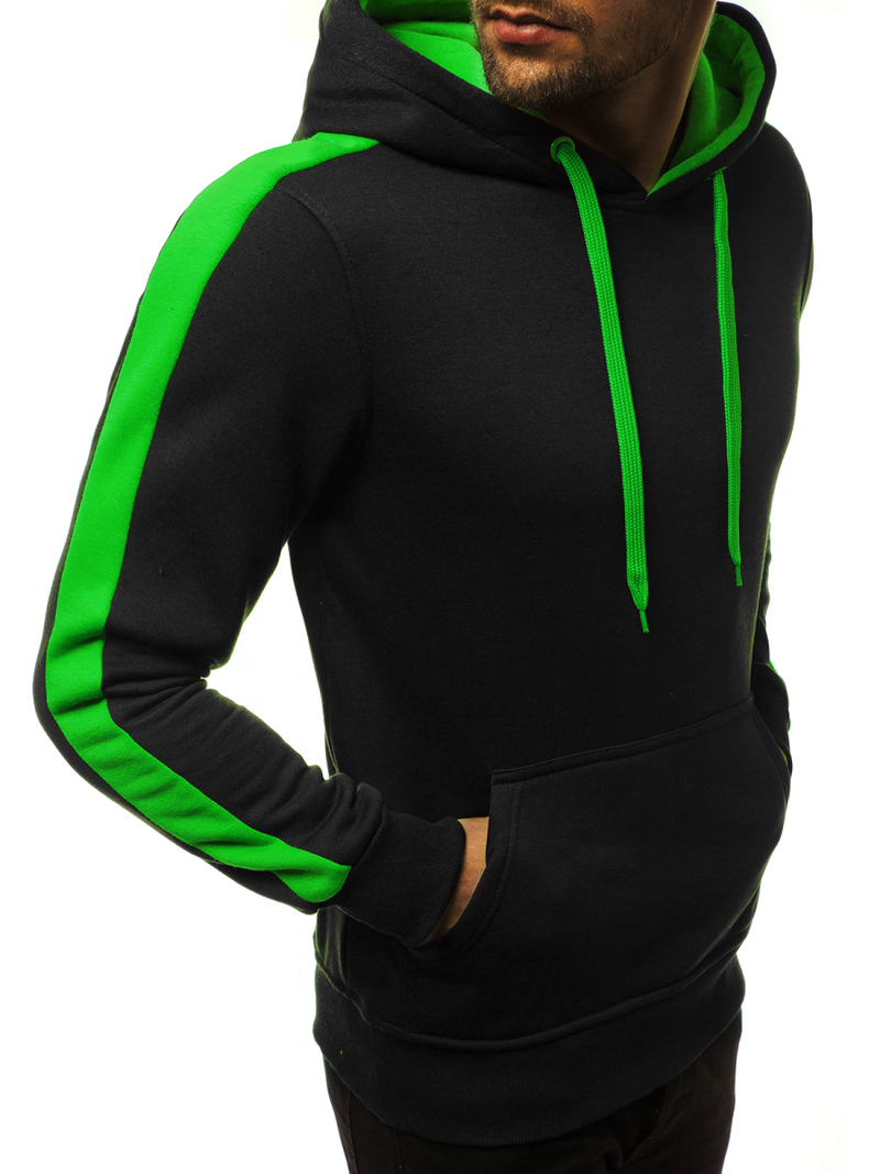 Muška dukserica s kapuljačom crno-zelena OZONEE JS/2012