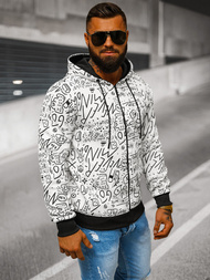 Muška dukserica s kapuljačom bijela OZONEE JS/8B1182/1