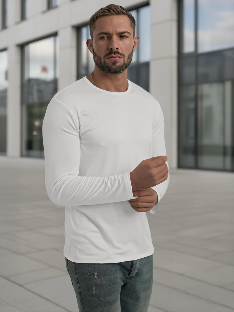 Muška majica dugi rukav bijela OZONEE JS/DB71/2