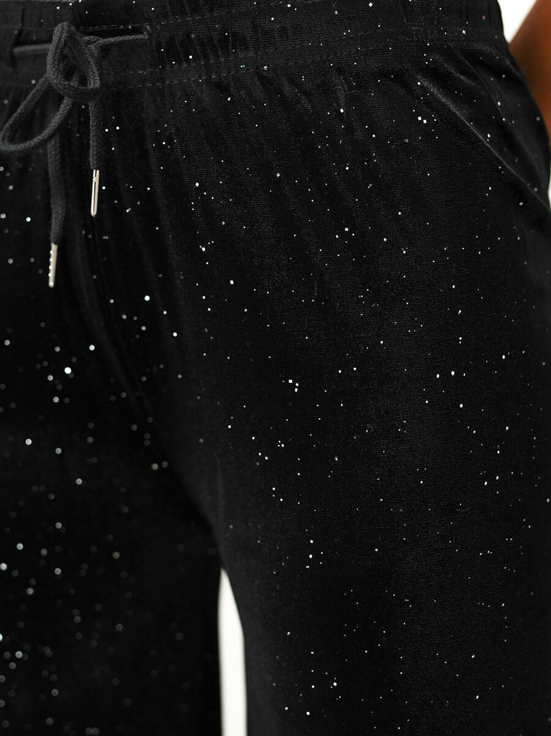 Ženske od velura hlače crne OZONEE JS/92K519/3