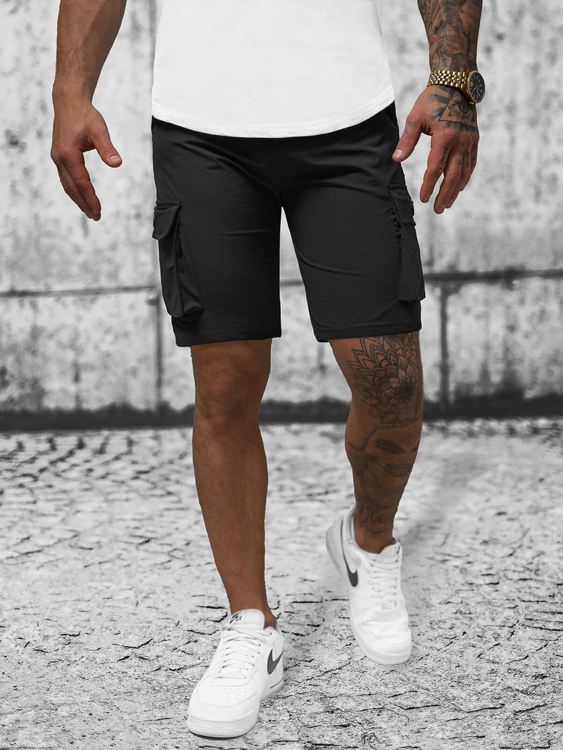 Muške Chino Kratke Hlače Crne OZONEE T/DC469Z