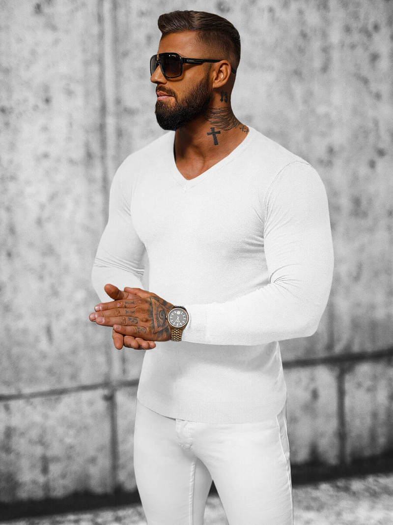 Muški Džemper Bijeli OZONEE NB/MMB601/1Z