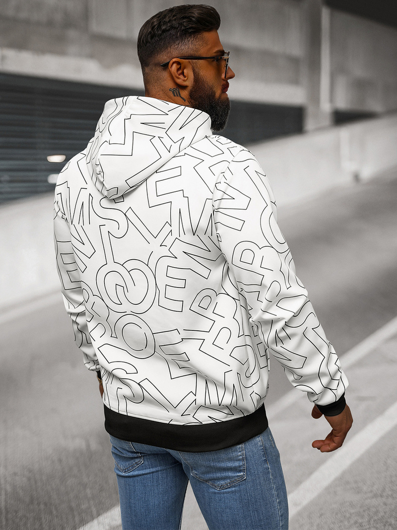 Muška dukserica s kapuljačom bijela OZONEE JS/8B1232/1