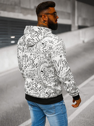 Muška dukserica s kapuljačom bijela OZONEE JS/8B1182/1