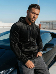 Muška od velura dukserica s kapuljačom crna OZONEE JS/8B1168/3Z