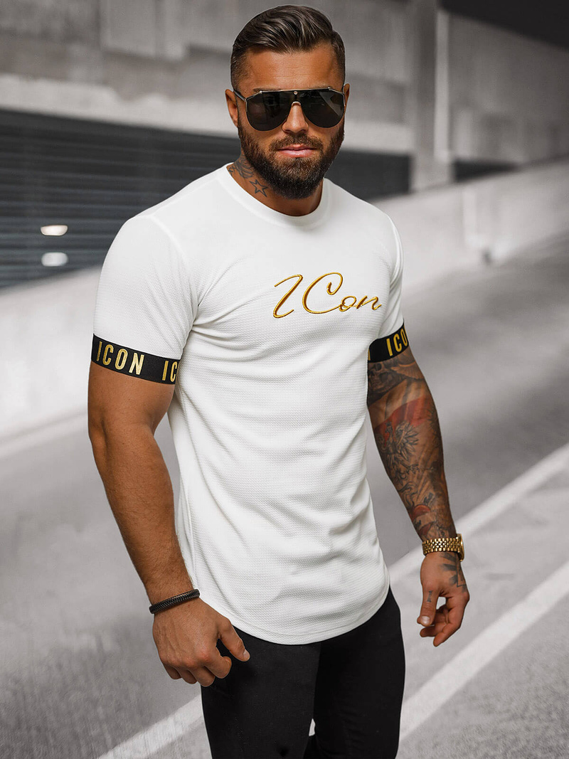 Muška majica bijela i zlatna OZONEE O/T7578