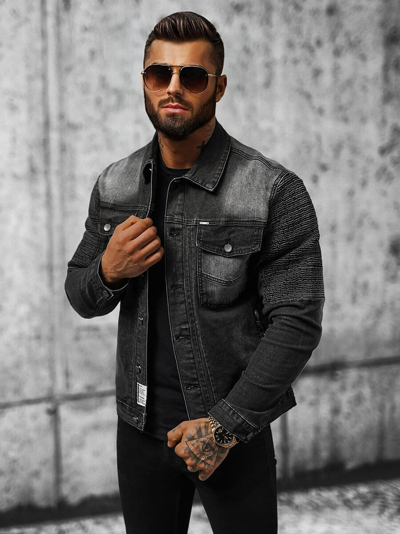 Muška traper jakna crna OZONEE NB/MJ521N