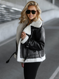 Ženska Kožna Jakna Crno-Bijela OZONEE JS/11Z8177Z