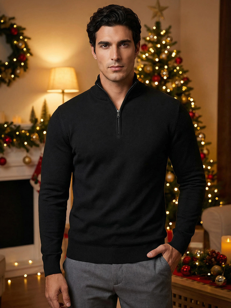 Muški Džemper Crni OZONEE NB/MM6007/4Z