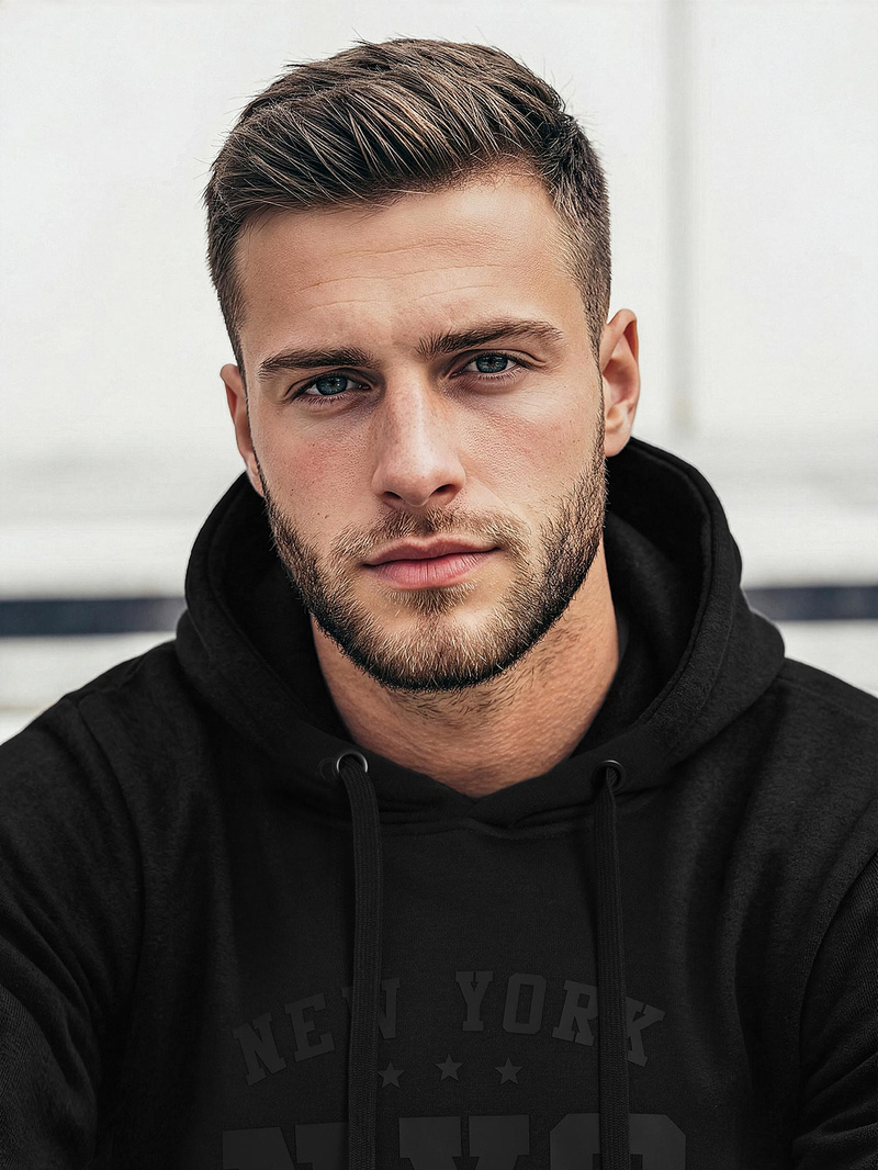 Muška dukserica s kapuljačom crna OZONEE JS/8B1971/3