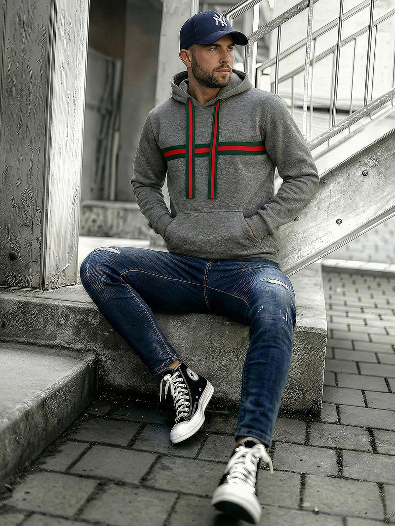 Muška dukserica s kapuljačom grafitna OZONEE JS/8B1735/5Z