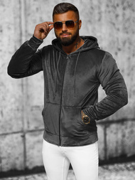 Muška od velura dukserica s kapuljačom grafitna OZONEE JS/8B1168/6