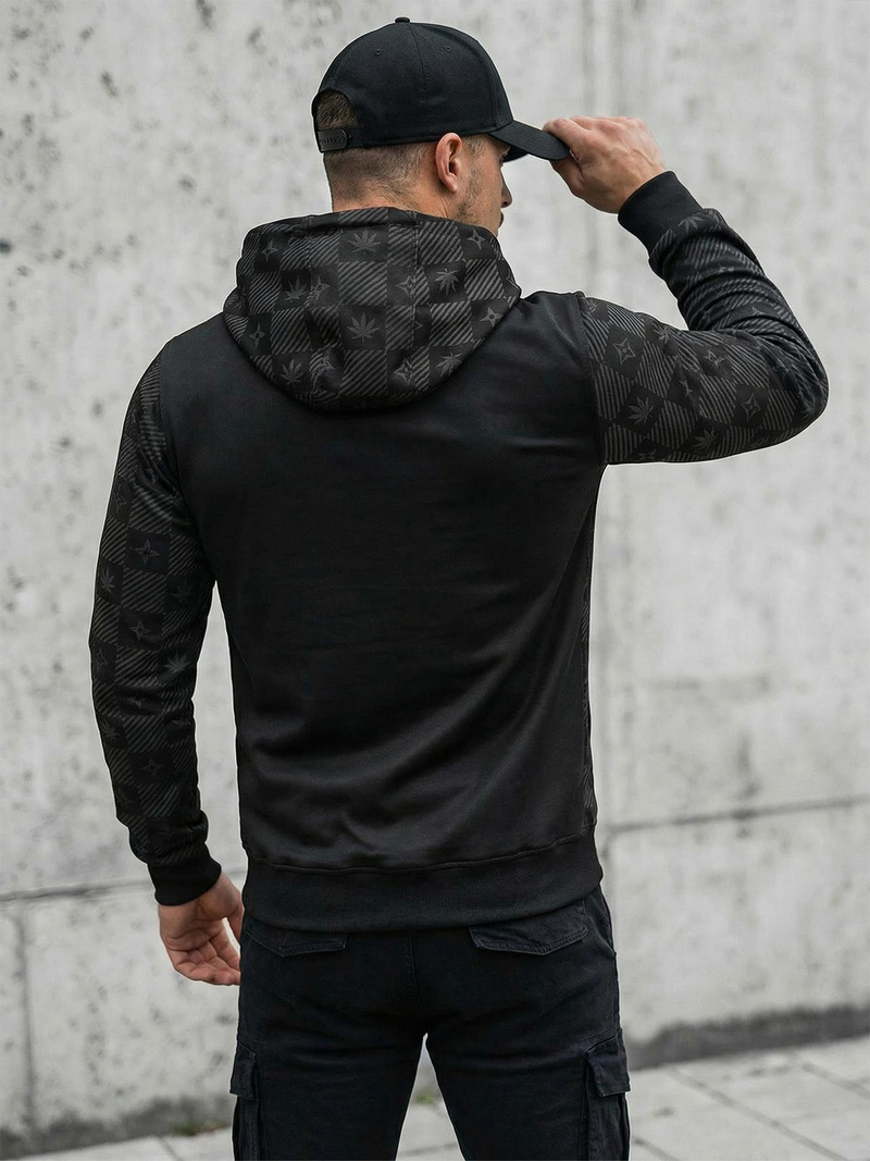 Muška dukserica s kapuljačom crna OZONEE O/B265Z