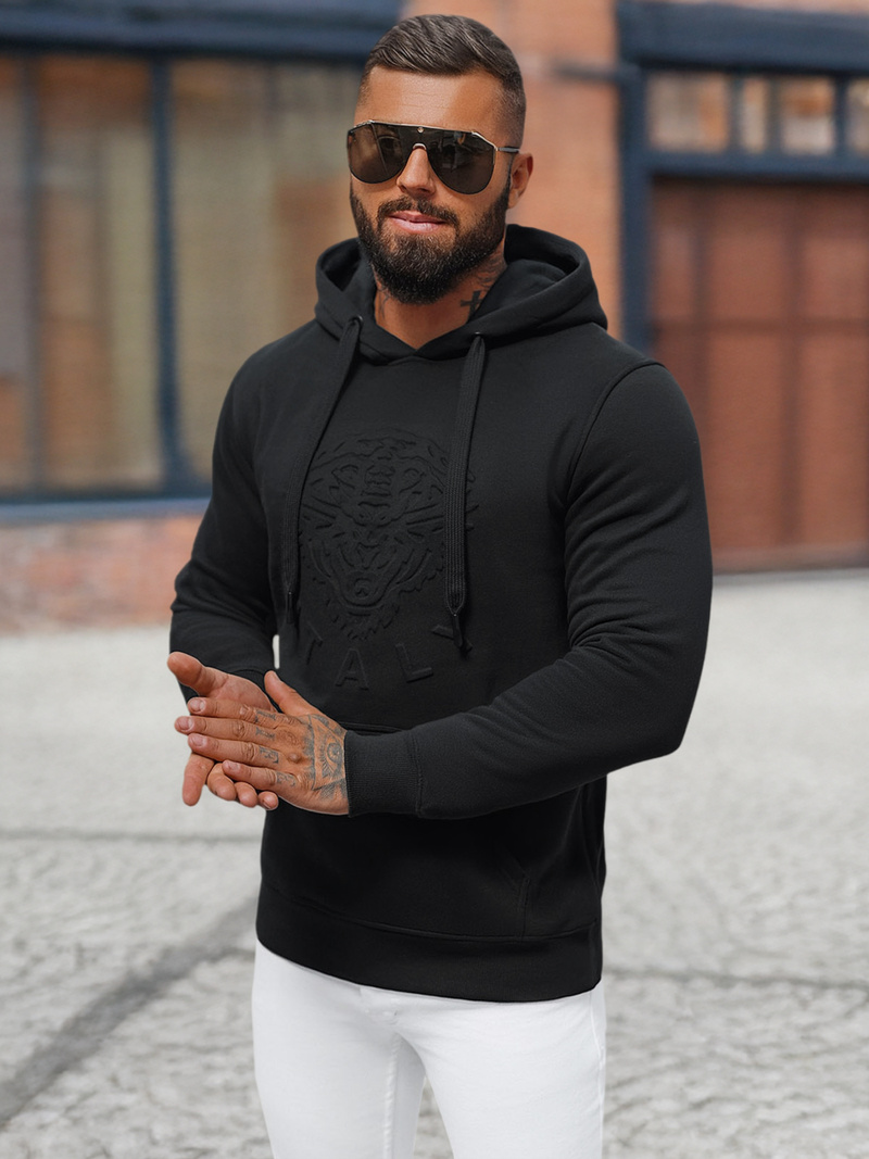 Muška dukserica s kapuljačom crna OZONEE NB/MF2012