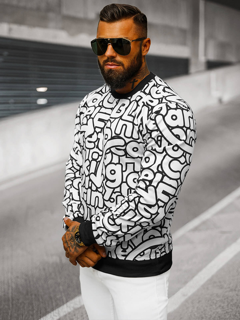 Muška Dukserica Bijela OZONEE JS/8B1137/1