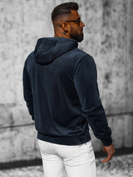 Muška od velura dukserica s kapuljačom modri OZONEE JS/8B1168/25