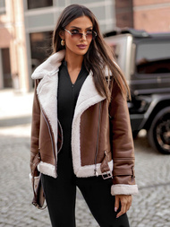 Ženska Kožna Jakna Smeđa OZONEE JS/11Z8177