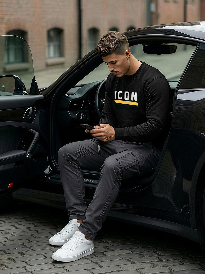 Muška dukserica crna OZONEE JS/8B1753/3