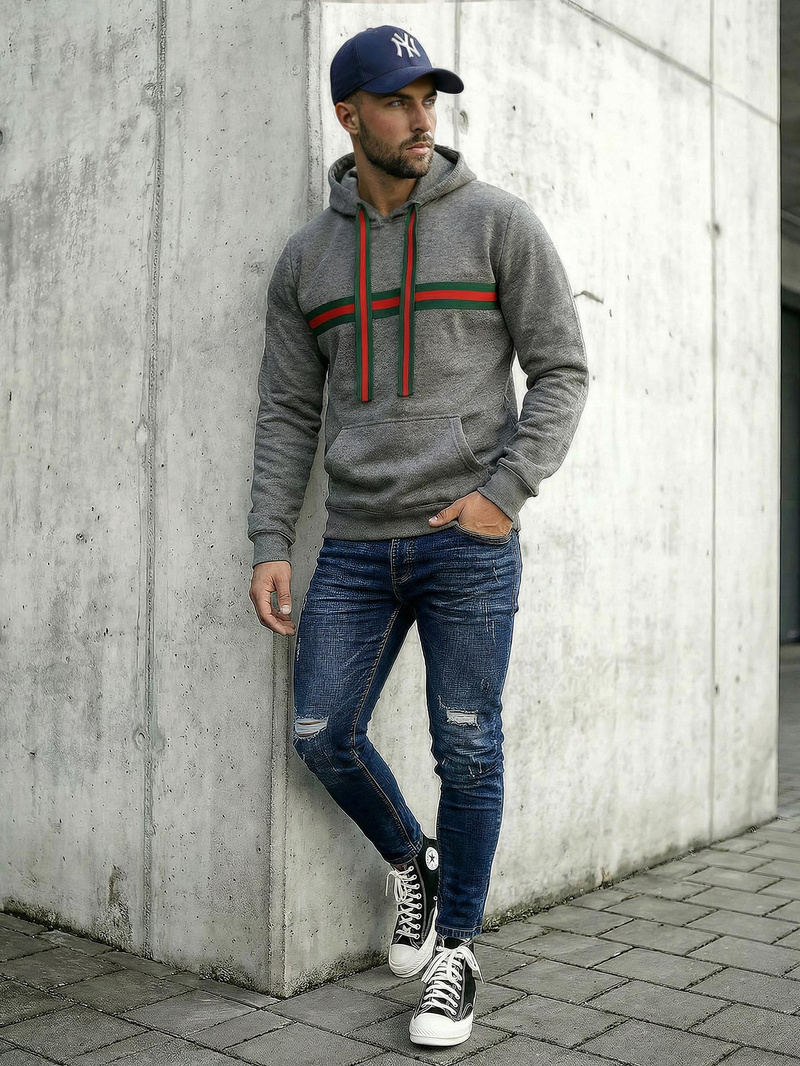 Muška dukserica s kapuljačom grafitna OZONEE JS/8B1735/5Z