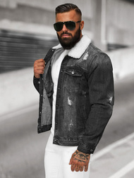 Muška traper jakna šerpa crna OZONEE NB/MJ502NZ