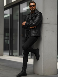 Muška kožna jakna crna OZONEE JS/11Z8067Z