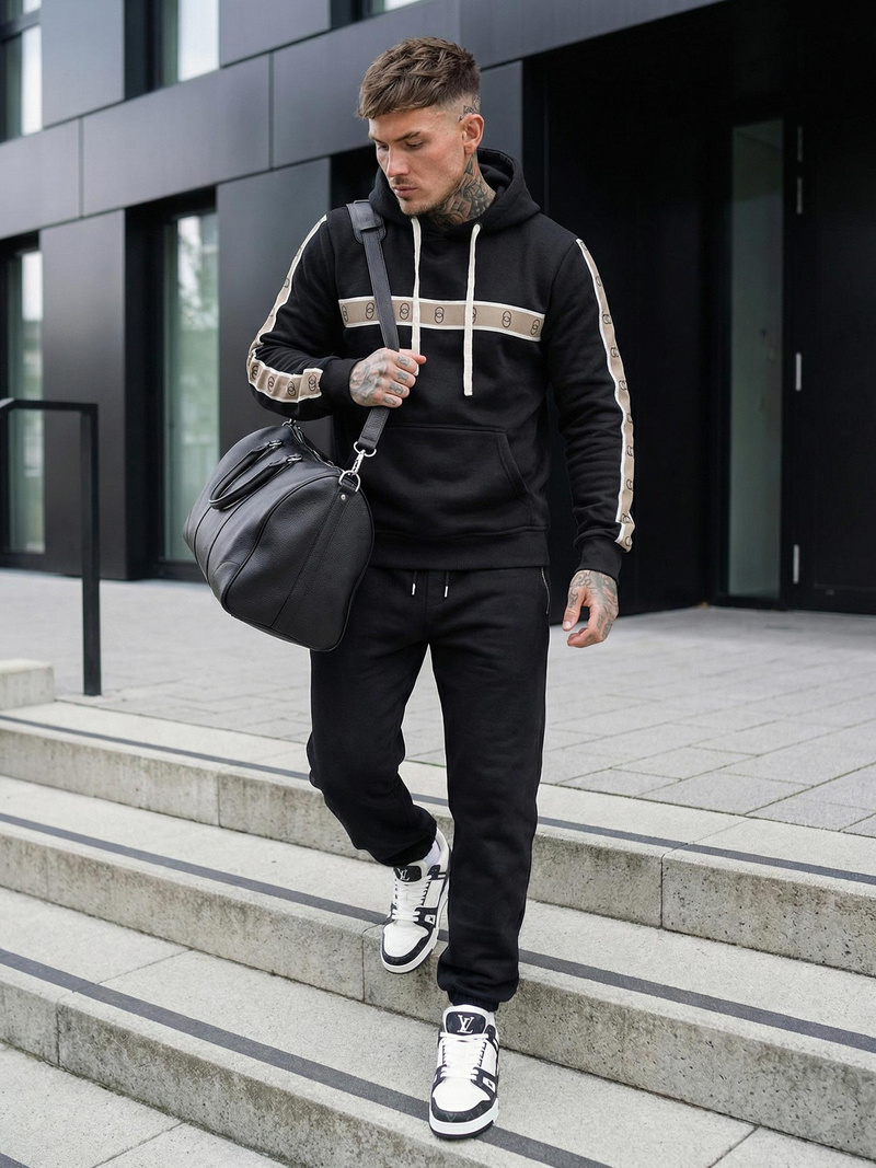 Muška dukserica s kapuljačom crna OZONEE JS/8B1729/3