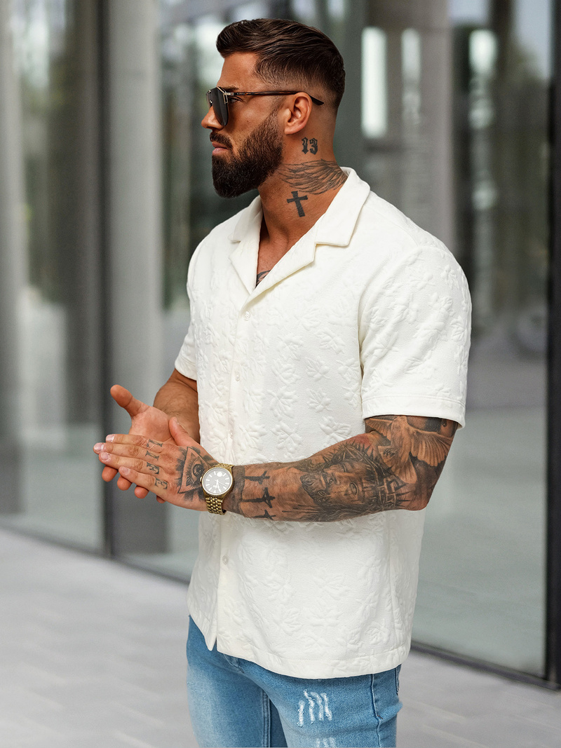 Muška košulja kratkih rukava ecru OZONEE O/B2258