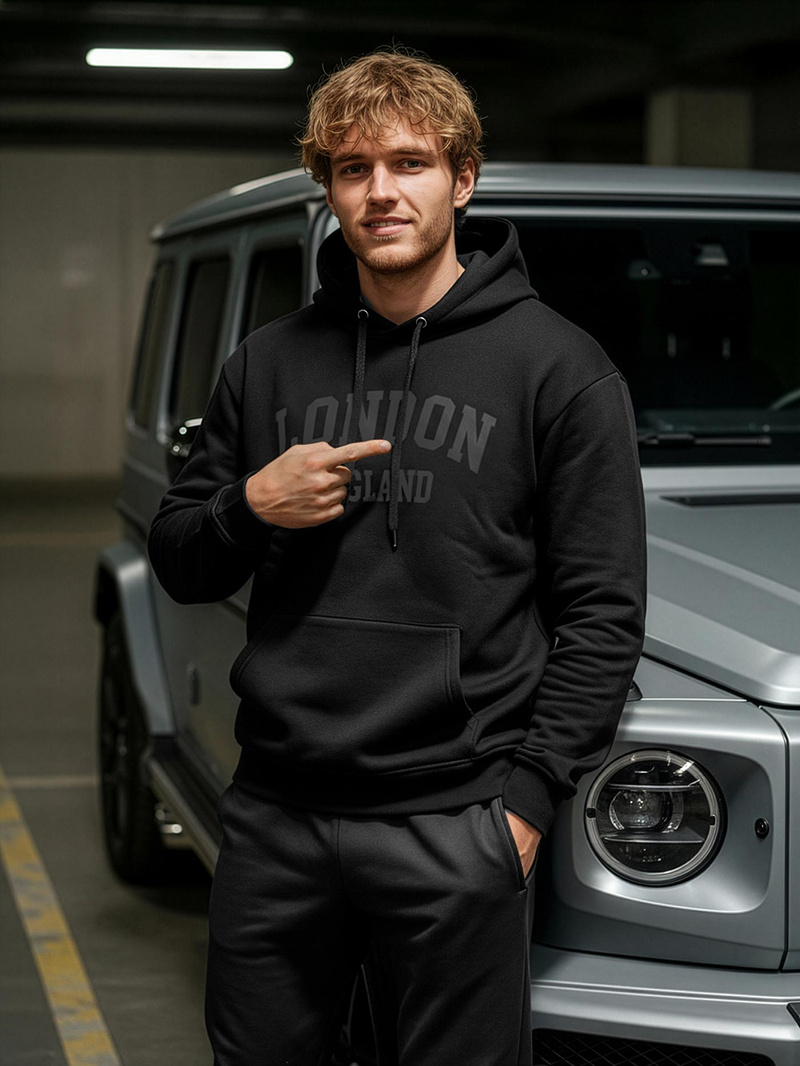 Muška dukserica s kapuljačom crna OZONEE JS/8B1986/3