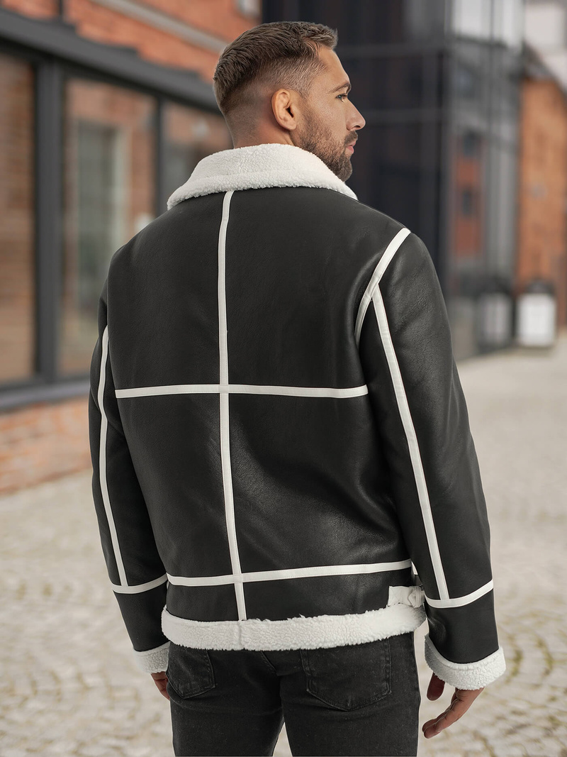 Muška kožna jakna crna OZONEE JS/11Z8270