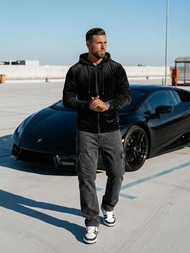 Muška od velura dukserica s kapuljačom crna OZONEE JS/8B1168/3Z