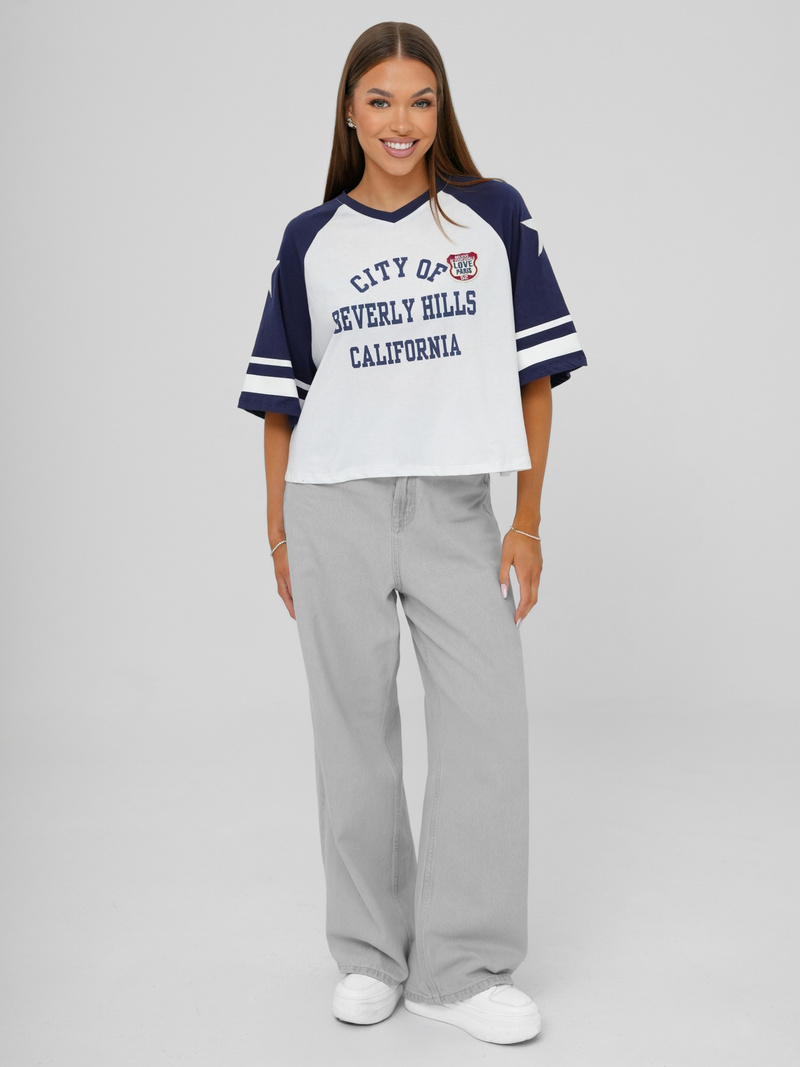 Ženska majica bijelo-modra OZONEE JS/R62493